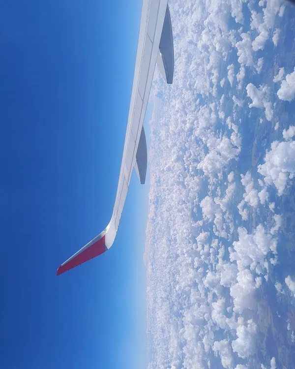 Vista aérea; encerramento da viagem.